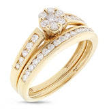 0.54ct 14k Yellow Gold Diamond Wedding Set Cluster