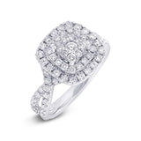1.37ct 14k White Gold Diamond Cluster Engagement Ring