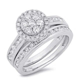 1.26ct 14k White Gold Diamond Cluster Wedding Set