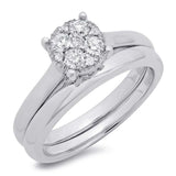 0.36ct 14k White Gold Diamond Cluster Wedding Set