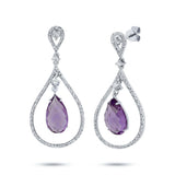 0.54ct Diamond & 4.36ct Amethyst 14k White Gold Earring