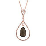 0.35ct Diamond & 3.30ct Smokey Topaz 14k White Gold Pendant