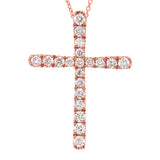 0.21ct 14k Rose Gold Diamond Cross Necklace