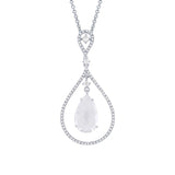 0.35ct Diamond & 3.18ct White Topaz 14k White Gold Pendant
