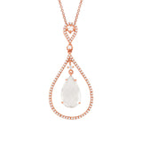 0.35ct Diamond & 3.18ct White Topaz 14k Rose Gold Pendant
