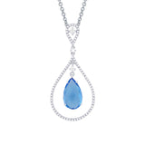 0.35ct Diamond & 4.13ct Blue Topaz 14k White Gold Pendant