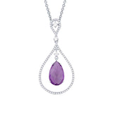 0.35ct Diamond & 3.17ct Amethyst 14k White Gold Pendant