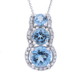 0.10ct Diamond & 1.19ct Blue Topaz 14k White Gold Pendant