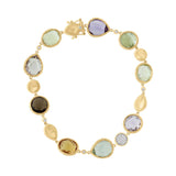 0.17ct Diamond & 30.47ct Multicolor Stone 14k Yellow Gold Bracelet