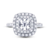 0.73ct 14k White Gold Diamond Semi-mount Ring for 6.5x6.5mm Center