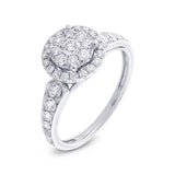 0.89ct 14k White Gold Diamond Cluster Lady's Ring
