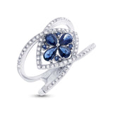 0.34ct Diamond & 0.92ct Blue Sapphire 14k White Gold Ring