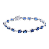 1.00ct Diamond & 11.17ct Blue Sapphire 14k White Gold Bracelet