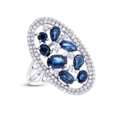 0.63ct Diamond & 2.25ct Blue Sapphire 14k White Gold Ring