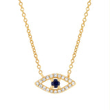 0.09ct Diamond & 0.08ct Blue Sapphire 14k Yellow Gold Eye Necklace