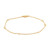 0.13ct 14k Yellow Gold 9" Diamonds By The Yard Anklet