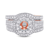 1.09ct 14k Two-tone Rose Gold Diamond Semi-mount Ring 3-pc