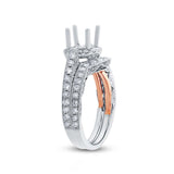 1.13ct 14k Two-tone Rose Gold Diamond Semi-mount Ring 2-pc
