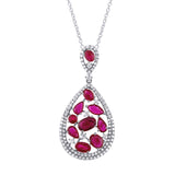 0.60ct Diamond & 2.81ct Ruby 14k White Gold Pendant