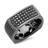 1.62ct 14k Black Rhodium Gold Black Diamond Men's Ring Size 11