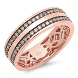 0.86ct 14k Rose Gold Champagne Diamond Men's Band Size 9