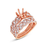 1.14ct 14k Rose Gold Diamond Semi-mount Ring 2-pc