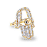 1.64ct 14k Yellow Gold Diamond Hamsa Ring