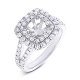 0.91ct 14k White Gold Diamond Semi-mount Ring for 6.5x6.5mm Center