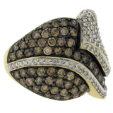 2.76ct 14k Two-tone Gold White & Champagne Diamond Lady's Ring Size 12