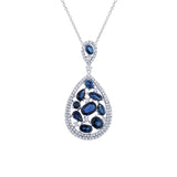 0.60ct Diamond & 3.17ct Blue Sapphire 14k White Gold Pendant