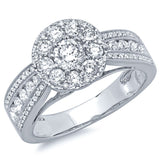 1.25ct 14k White Gold Diamond Cluster Engagement Ring Size 5.5