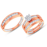 0.96ct 14k Rose Gold Diamond Trio Set Cluster