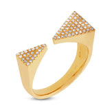 0.22ct 14k Yellow Gold Diamond Pave Triangle Ring Size 5.5