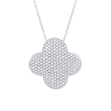 0.63ct 14k White Gold Diamond Pave Clover Necklace