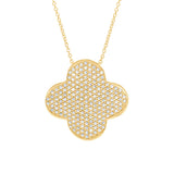 0.63ct 14k Yellow Gold Diamond Pave Clover Necklace