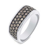 1.08ct 14k White Gold Champagne Diamond Men's Band Size 8.5