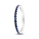 0.85ct 14k White Gold Blue Sapphire Eternity Band Size 6