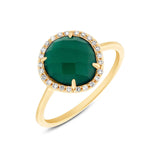 0.13ct Diamond & 1.95ct Green Agate 14k Yellow Gold Ring