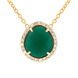 0.13ct Diamond & 1.95ct Green Agate 14k Yellow Gold Pendant