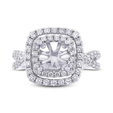 1.24ct 14k White Gold Diamond Semi-mount Ring 6.5x6.5mm Center