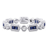 0.33ct Diamond & 0.47ct Blue Sapphire 14k White Gold Diamond Eternity Band Size 4.5