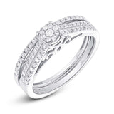 0.30ct 14k White Gold Diamond Cluster Wedding Set