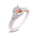 0.33ct 14k Two-tone Rose Gold Diamond Semi-mount Ring for 0.75ct Center