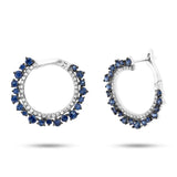 0.24ct Diamond & 1.22ct Blue Sapphire 14k White Gold Earring