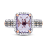 0.45ct White & Champagne Diamond & 3.21ct Amethyst Rose Gold Ring