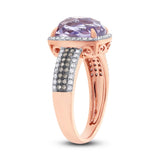 0.45ct White & Champagne Diamond & 3.21ct Amethyst Rose Gold Ring