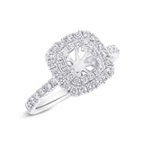 0.62ct 14k White Gold Diamond Semi-mount Ring for 5x5mm Center