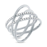 0.34ct 14k White Gold Diamond Bridge Ring Size 8.25