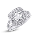 0.93ct 14k White Gold Diamond Semi-mount Ring for 6.5x6.5mm Center