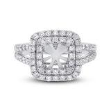 0.93ct 14k White Gold Diamond Semi-mount Ring for 6.5x6.5mm Center